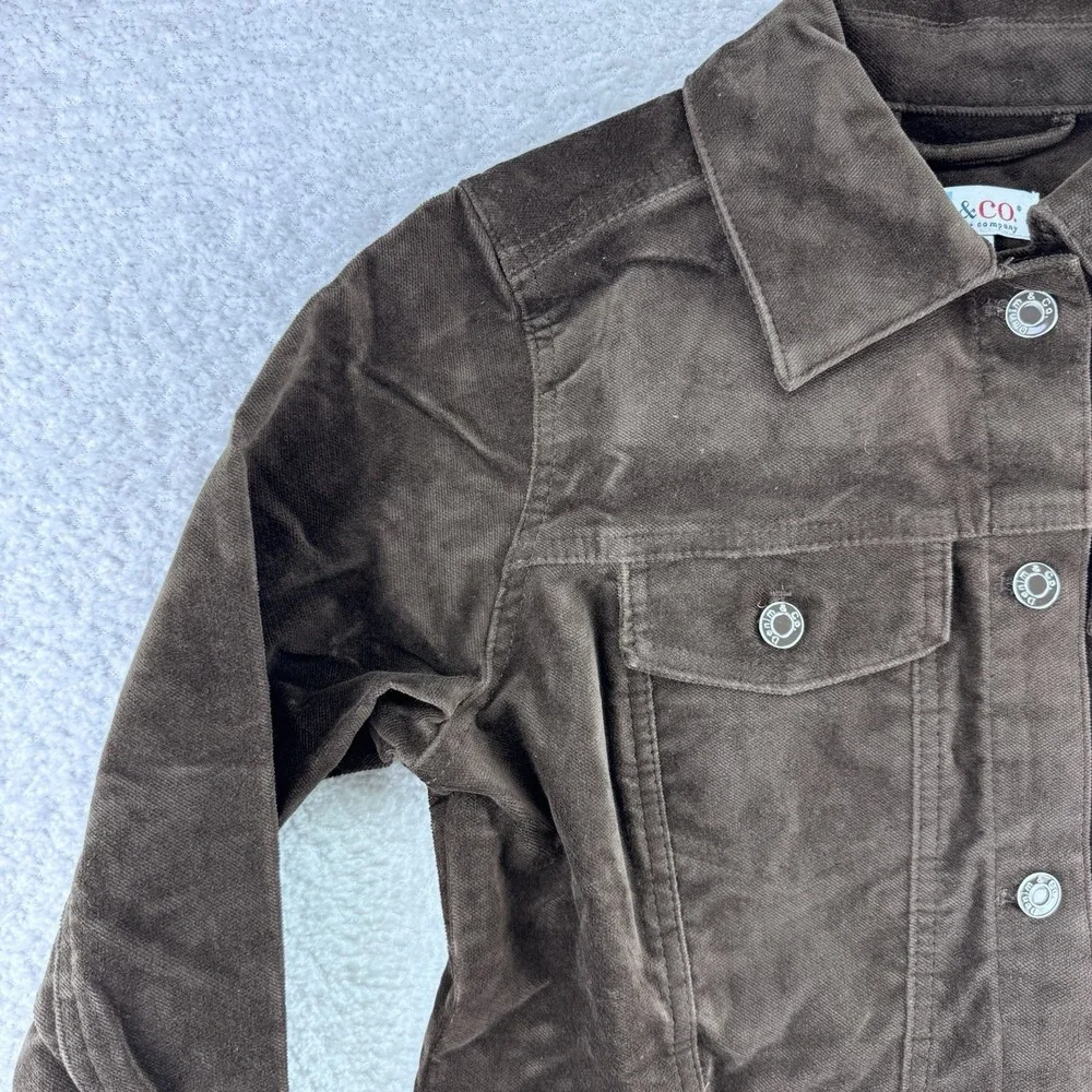 Denim & Co Stretch Velveteen Regular Long Jacket XXS Dark Chocolate Brown